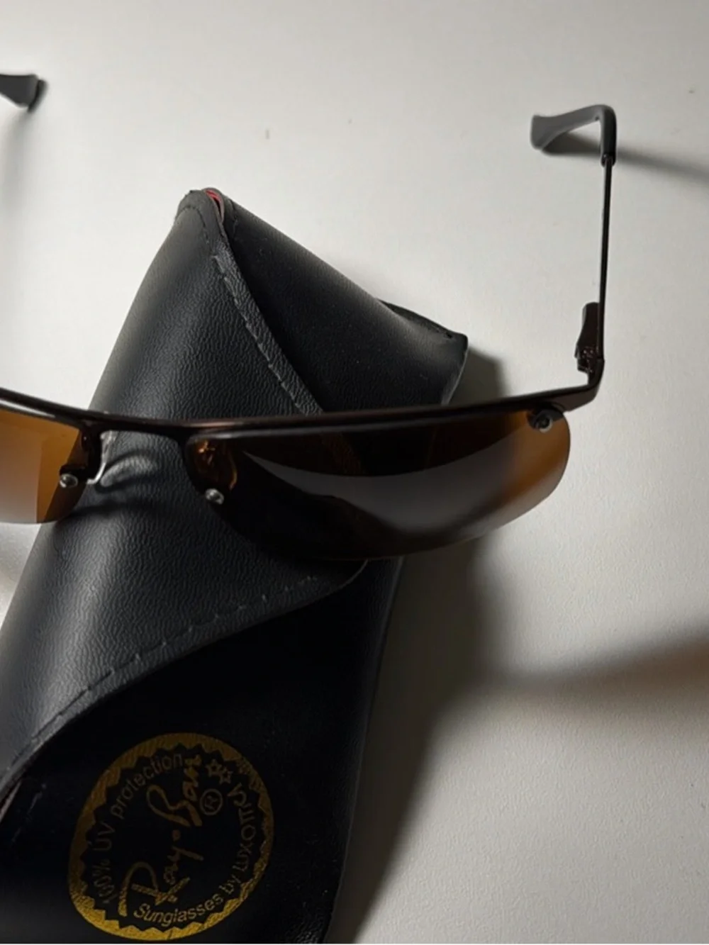 Ray-Ban Brown Rimless Sunglasses with Brown Lenses